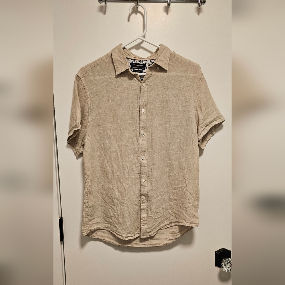 Denim & Flower Beige Size Medium Casual Button Down Shirt